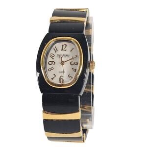 Joan Rivers Classics Women's Quartz Watch 25mm Oval Black Gold Stretch Bracelet